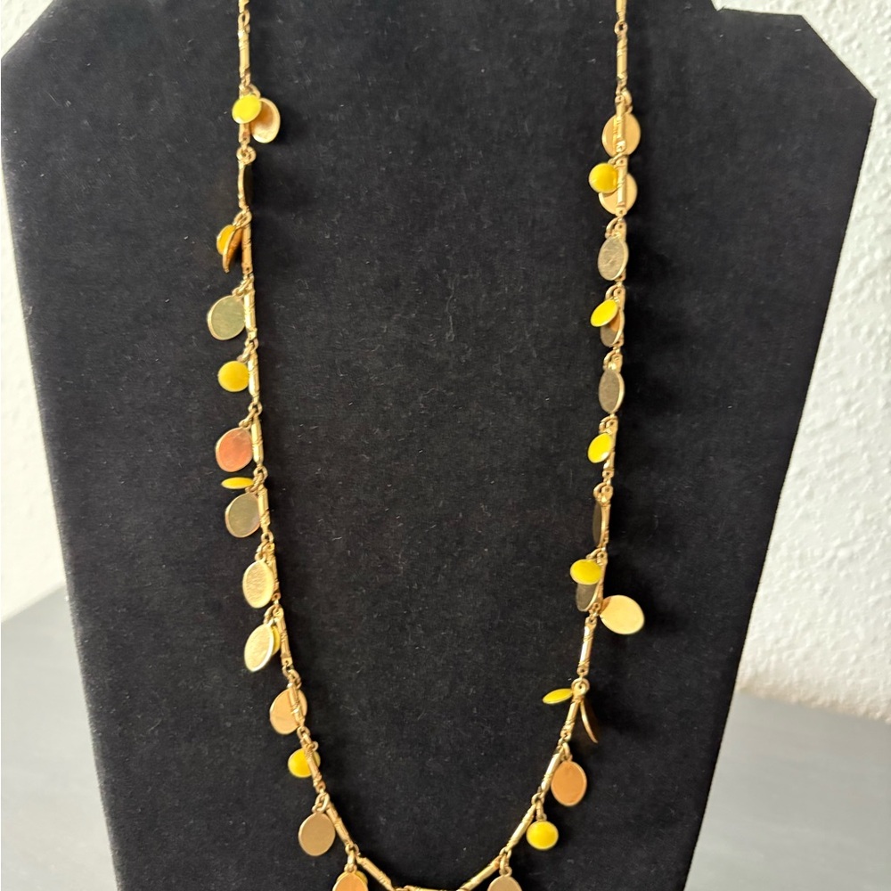 J. Crew Gold and Yellow Disc Necklace